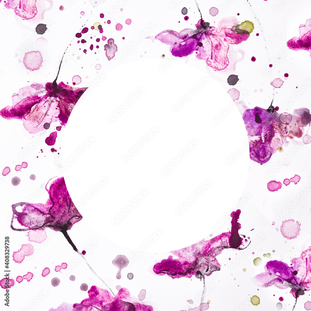 Hand painted watercolor background with flower pattern - obrazy, fototapety, plakaty 