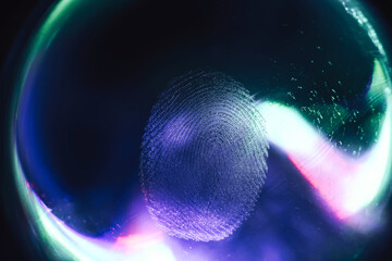 Fototapete - Close up beautiful abstract blue, purple colored fingerprint on background texture for design. Macro photography view..