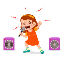 Sticker - little girl sing a song on stage and screaming