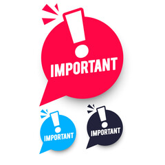Fototapete - Vector Illustration Important Speech Bubble Set