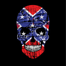 Skull With Flags, Grunge Vintage Design T Shirts