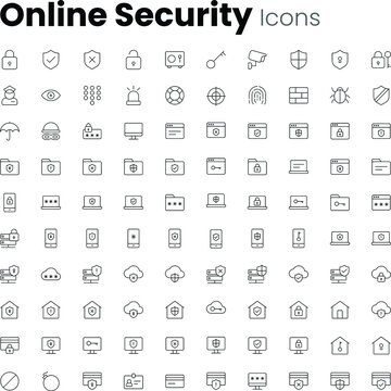 Online internet security icon set