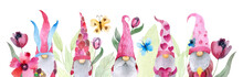 Cute Valentine Gnomes Holding Hearts Illustration Prints Modern