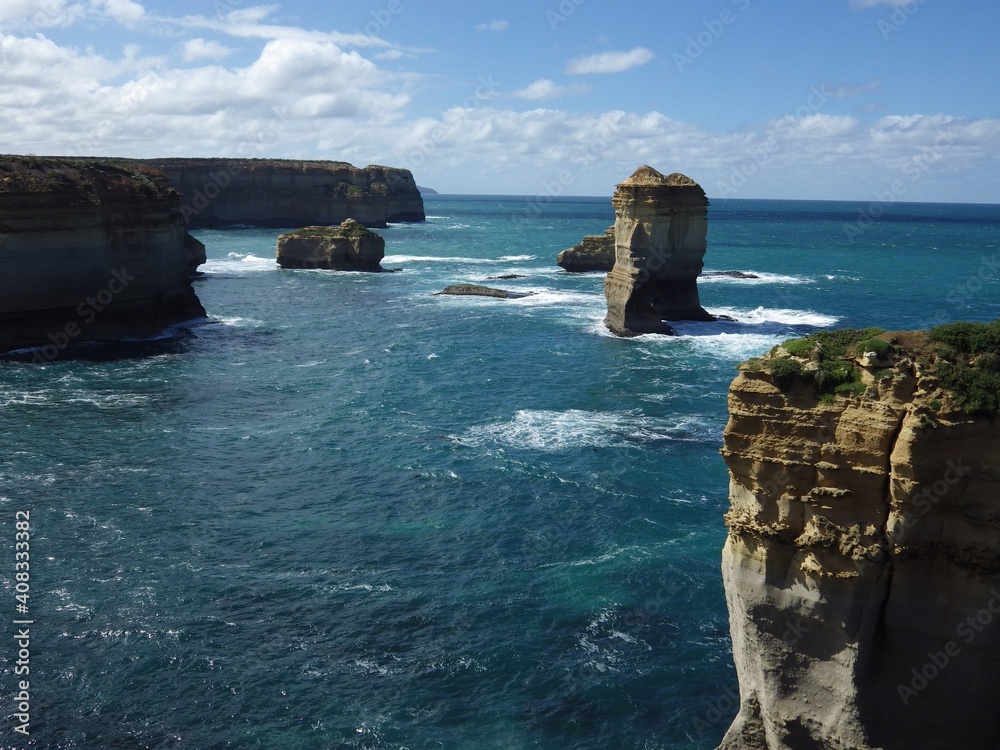 landscape of 12 apostles at Victoria Australia, the limestone stacks ...