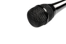 Modern Microphone Isolated On A White Background. Wireless Microphone. Vocal Microphone Speaker Concept.