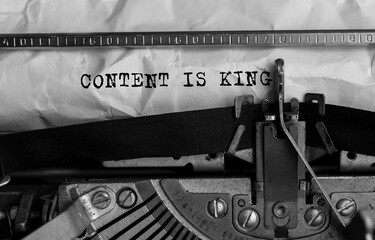 Poster - Text Content is King typed on retro typewriter