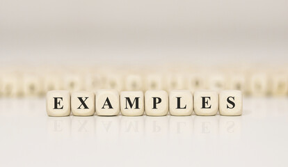 Poster - Word EXAMPLES made with wood building blocks