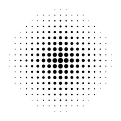 Poster - Halftone dot. Pop art circle. Round faded pattern. Raster fade texture. Black dots half tone for design comic prints. Radial fadew gradation for halftone effect. Abstract popart background. Vector