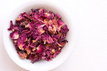 Dried Rose Petals In A Bowl