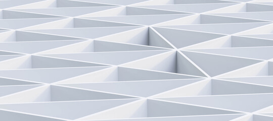 Poster - white geometric shape pattern of polygon 3d render illustration