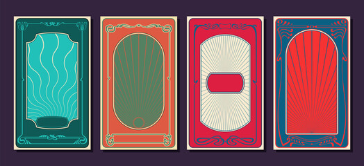 Wall Mural - art deco and art nouveau backgrounds, cover, poster templates, retro decorative frames, psychedelic 