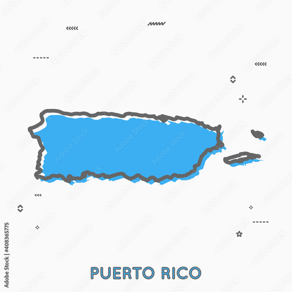 Puerto Rico Line Map Image vectorielle Stock Puerto Rico map in thin line style. Puerto Rico ...