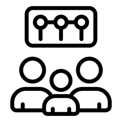 Poster - Customer database group icon. Outline customer database group vector icon for web design isolated on white background