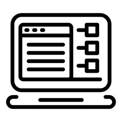 Poster - Customer data laptop icon. Outline customer data laptop vector icon for web design isolated on white background