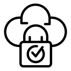 Poster - Database locked cloud icon. Outline database locked cloud vector icon for web design isolated on white background