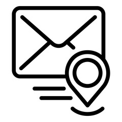Aufkleber - mail gps pin icon. outline mail gps pin vector icon for web design isolated on white background