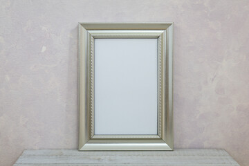 Silver Frame mockup against pink textured wall copy space