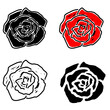 Biała, czerwona i dwie czarne róże