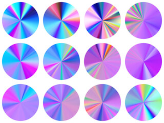 Canvas Print - Circle radial metallic gradient web elements vector set.