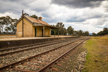 Rural Train Platform With Old Railway House