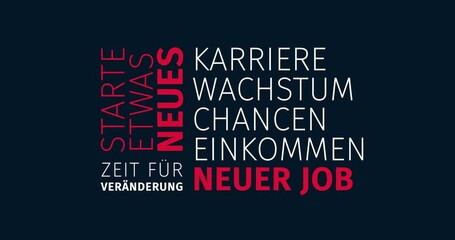 Wall Mural - neuer job, stellenangebot. animierte schlagwortwolke. kinetische text animation.