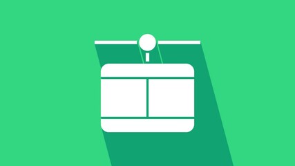 Canvas Print - White Cable car icon isolated on green background. Funicular sign. 4K Video motion graphic animation