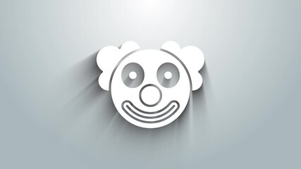 Sticker - White Clown head icon isolated on grey background. 4K Video motion graphic animation