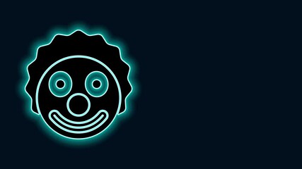 Sticker - Glowing neon line Clown head icon isolated on black background. 4K Video motion graphic animation