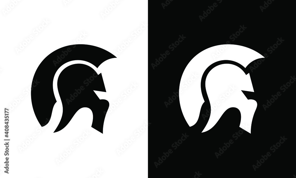 Greek Sparta / Spartan Helmet Warrior logo design - obrazy, fototapety, plakaty 