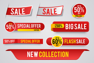 Modern sale stickers and tags colorful collection