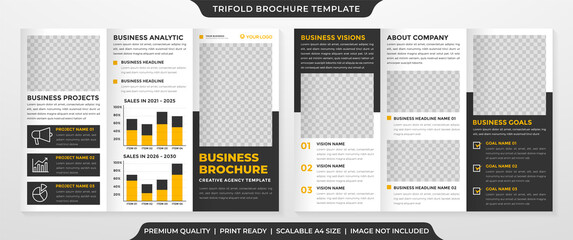 business trifold brochure template design with minimalist style and clean layout use for business profile and product publication