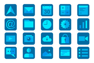 Poster - 20 application set icon. modern icon. blue user interface .vector illustraton