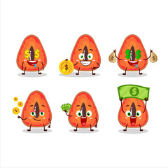 Poster - Slice of mamey cartoon character with cute emoticon bring money