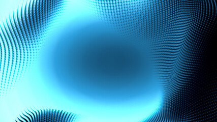 Poster - Dot white blue wave light screen gradient texture background. Abstract  technology big data digital background. 3d rendering.