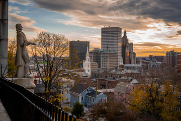 Providence sunset skyline city