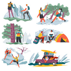 Wall Mural - people on vacation, hiking and traveling character