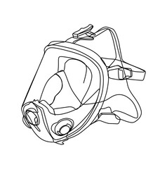 Wall Mural - protective full face mask preventing from virus infection or poisonous, toxic gas or chemical. Continuous one line drawing. Continuous one line drawing