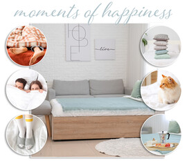 Canvas Print - Collage of comfortable modern bedroom