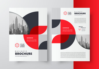 Wall Mural - Flyer brochure design template business cover geometric theme circles red