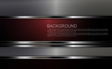 Canvas Print - Burgundy design with horizontal mesh bezels with metallic border