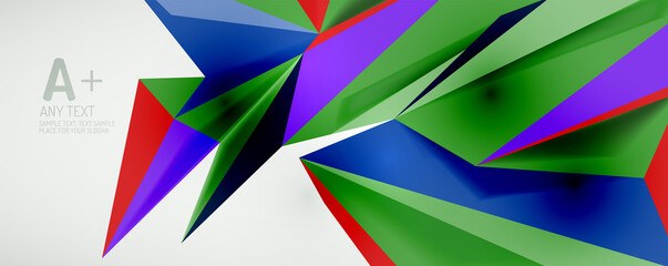 Vector triangle geometric backgrounds. Low poly 3d shape on light backdrop. Vector illustration for covers, banners, flyers and posters and other designs