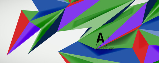 Vector triangle geometric backgrounds. Low poly 3d shape on light backdrop. Vector illustration for covers, banners, flyers and posters and other designs