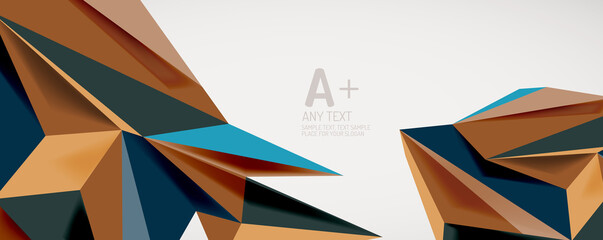 Poster - Vector triangle geometric backgrounds. Low poly 3d shape on light backdrop. Vector illustration for covers, banners, flyers and posters and other designs