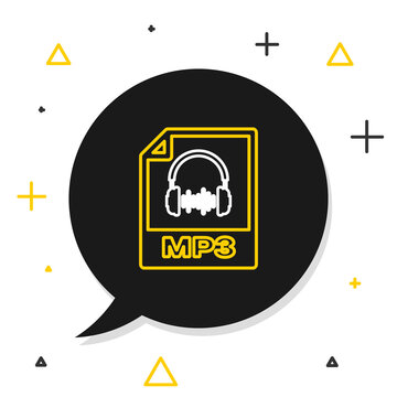 Line MP3 file document. Download mp3 button icon isolated on white background. Mp3 music format sign. MP3 file symbol. Colorful outline concept. Vector.