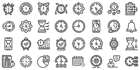 Poster - time management icons set. outline set of time management vector icons for web design isolated on wh