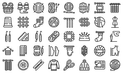 Poster - knitting icons set. outline set of knitting vector icons for web design isolated on white background