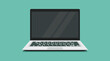 laptop computer with blank empty display screen for copy space and text on workplace, vector flat illustration