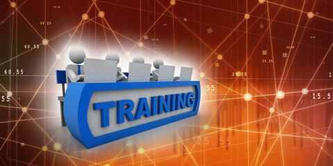 Poster - 3d rendering Training business team

