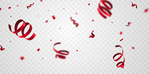 Wall Mural - Celebration background template with confetti red ribbons. luxury greeting rich card.