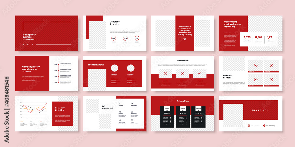 Business minimal slides presentation template - obrazy, fototapety, plakaty 